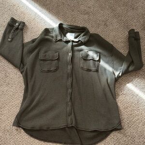 Aerie olive green waffle oversized top